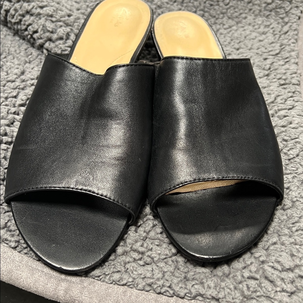 Clarks Women's Black Leather Sense Slide Sandal 9m - Picture 2 of 10